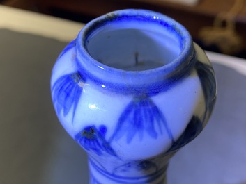 A Chinese blue and white vase with floral design, Wanli