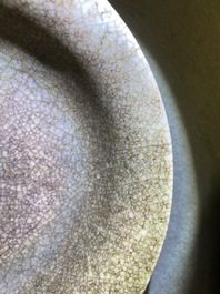 Two Chinese Nanking crackle-glazed vases, a ge-type bowl and a dish, 18/19th C.