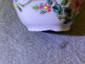 Five Chinese famille rose cups and saucers, Yongzheng/Qianlong