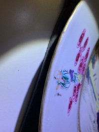 A Chinese famille rose charger with immortals and a landscape, Qianlong