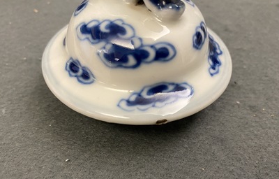 A Chinese blue and white five-piece garniture, Kangxi mark, 19th C.