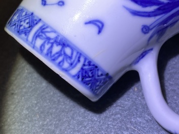 Two Chinese blue and white teapots and a cream jug, Yongzheng