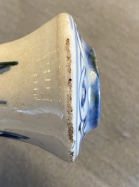 A Chinese blue and white square flask and a kendi, Ming