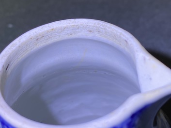Two Chinese blue and white teapots and a cream jug, Yongzheng