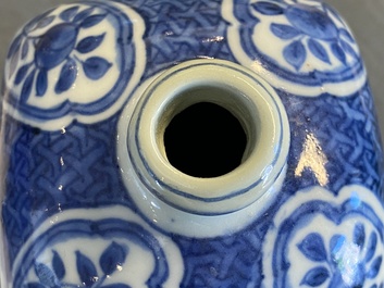 A Chinese blue and white square flask and a kendi, Ming