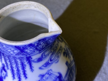 Two Chinese blue and white teapots and a cream jug, Yongzheng