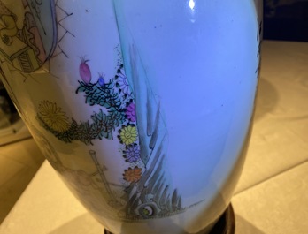 Four Chinese famille rose and qianjiang cai vases, 19/20th C.