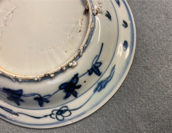 Three small Chinese blue and white plates, Ming and Kangxi