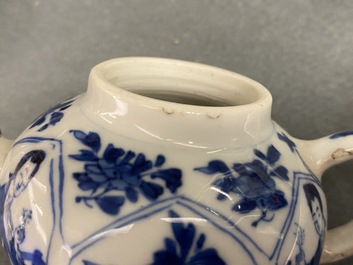 Five Chinese blue and white 'Long Eliza' teapots, Kangxi