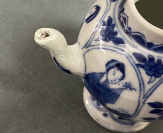 Five Chinese blue and white 'Long Eliza' teapots, Kangxi