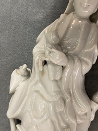 Five Chinese Dehua blanc de Chine figures, 19/20th C.