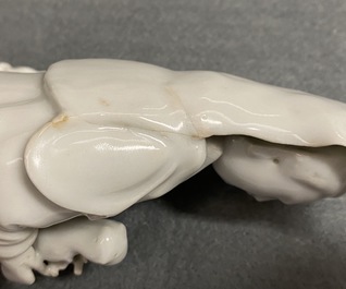 Five Chinese Dehua blanc de Chine figures, 19/20th C.