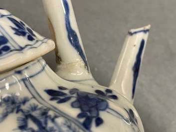 Five Chinese blue and white teapots and covers, Kangxi