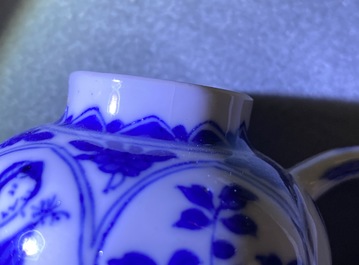 Five Chinese blue and white 'Long Eliza' teapots, Kangxi