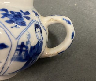Five Chinese blue and white 'Long Eliza' teapots, Kangxi