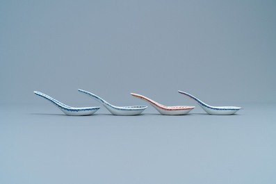 Four Chinese Thai market Lai Nam Thong spoons, 19th C.
