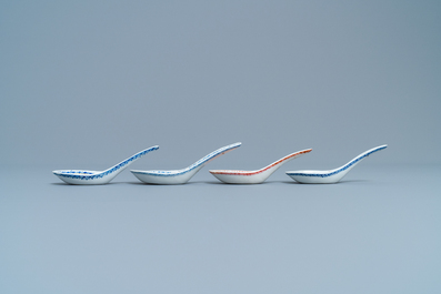 Four Chinese Thai market Lai Nam Thong spoons, 19th C.
