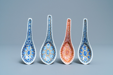 Four Chinese Thai market Lai Nam Thong spoons, 19th C.