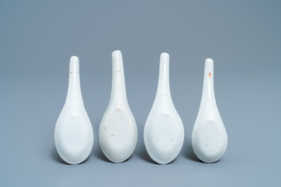 Four Chinese Thai market Bencharong spoons, 19th C.