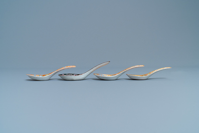 Four Chinese Thai market Bencharong spoons, 19th C.