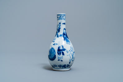 A Chinese blue and white bottle vase, 19th C.