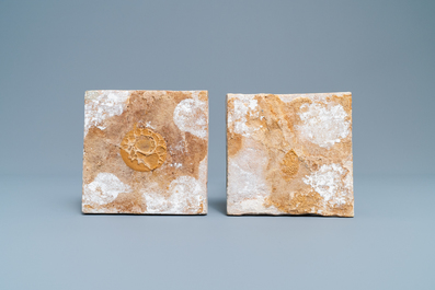 Twee polychrome Delftse tegels met vogels, 17e eeuw