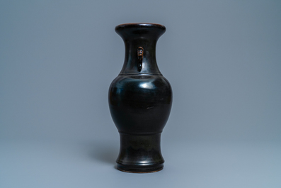 A Chinese monochrome teadust vase, Yongzheng mark, 19th C.