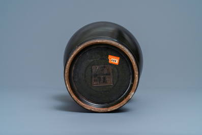 A Chinese monochrome teadust vase, Yongzheng mark, 19th C.