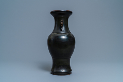 A Chinese monochrome teadust vase, Yongzheng mark, 19th C.