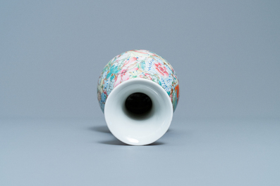 A Chinese famille rose 'millefleurs' vase, Qianlong mark, Republic