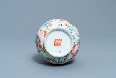 A Chinese famille rose 'millefleurs' vase, Qianlong mark, Republic