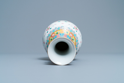 A Chinese famille rose vase with floral design, Qianlong mark, Republic