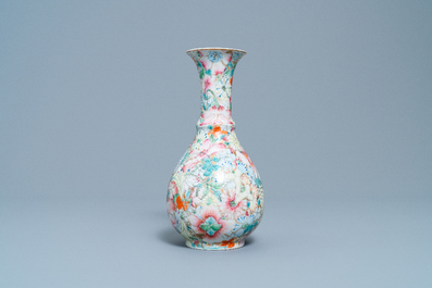 A Chinese famille rose 'millefleurs' vase, Qianlong mark, Republic