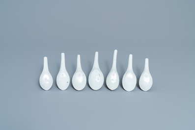 Seven Chinese Canton famille rose spoons for the Thai market, 19th C.