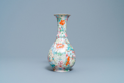 A Chinese famille rose 'millefleurs' vase, Qianlong mark, Republic