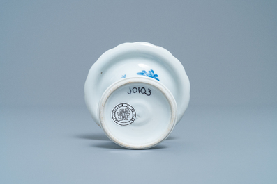 A Chinese blue and white salt after a European silver model, Kangxi