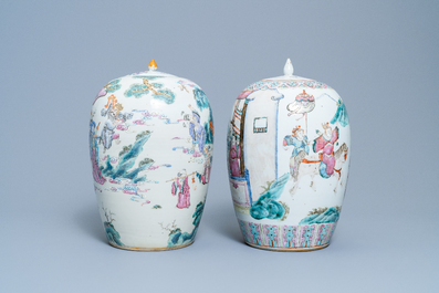 Two Chinese famille rose ginger jars, 19th C.