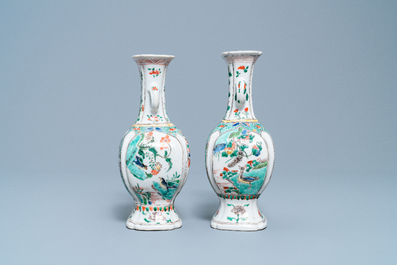 Two Chinese famille verte 'qilin' vases, Kangxi