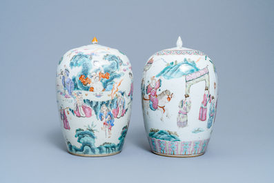Two Chinese famille rose ginger jars, 19th C.