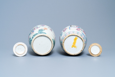 Two Chinese famille rose ginger jars, 19th C.