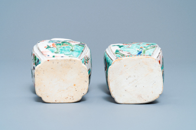 Two Chinese famille verte 'qilin' vases, Kangxi