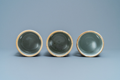 Three Chinese famille rose and qianjang cai hat stands, 19/20th C.