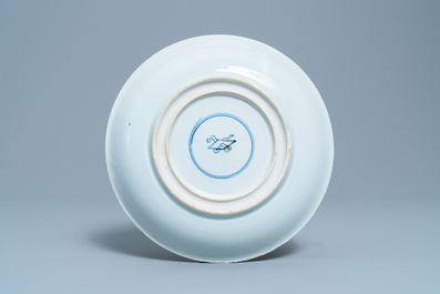 A Chinese famille verte dish with a narrative scene, Kangxi