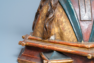 A polychrome wooden bust of the Virgin Mary, Germany, 15/16th C.