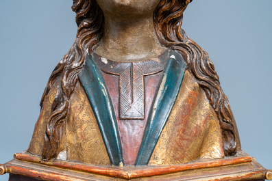 A polychrome wooden bust of the Virgin Mary, Germany, 15/16th C.