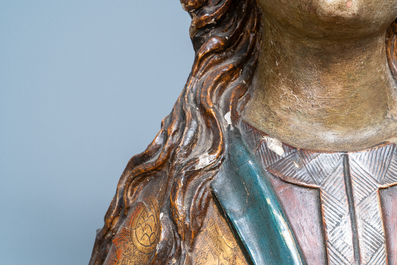 A polychrome wooden bust of the Virgin Mary, Germany, 15/16th C.