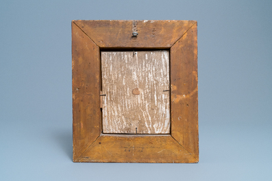Une plaque en majolique italienne &agrave; d&eacute;cor religieux, Castelli, 18&egrave;me