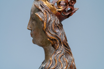 A polychrome wooden bust of the Virgin Mary, Germany, 15/16th C.