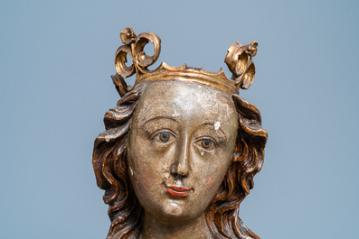 A polychrome wooden bust of the Virgin Mary, Germany, 15/16th C.