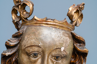 A polychrome wooden bust of the Virgin Mary, Germany, 15/16th C.